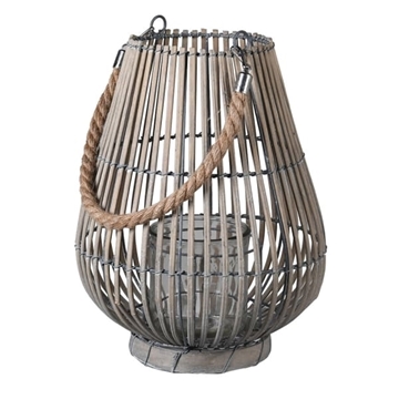 Picture of Large Light Grey Rope Handle Willow Lantern