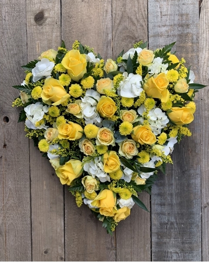 Picture of Heart - Yellow Rose & White Mix £110
