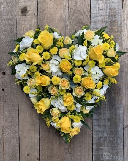 Picture of Heart - Yellow Rose & White Mix £85
