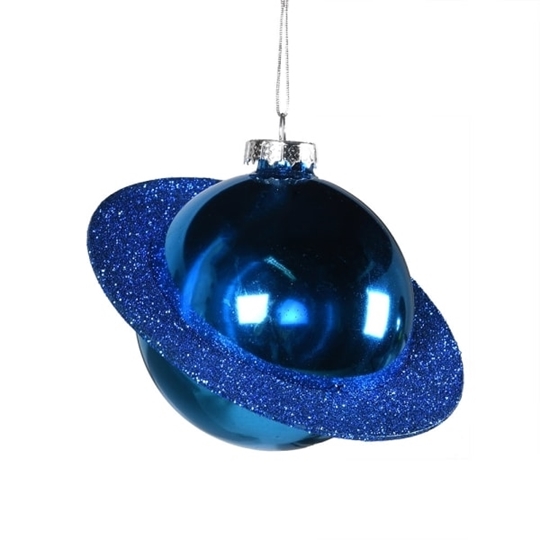 Picture of Blue Glass Glitter Planet Bauble