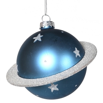 Picture of Silver and Blue Planet with Stars