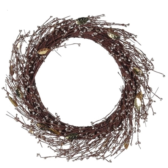 Picture of Glittery Bead Wreath with Leaves