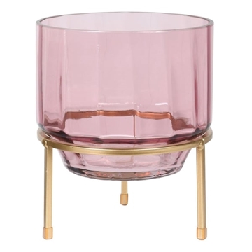 Picture of Pink Glass Hurricane On Stand
