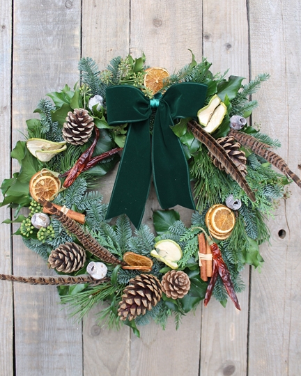 Picture of Green Velvet Christmas Door Wreath