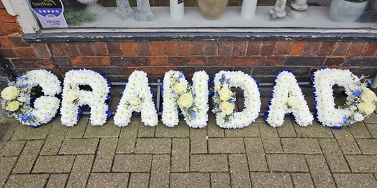 Picture of Grandad Funeral Tribute - Ivory & Blue