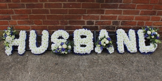Picture of Husband Funeral Tribute - Ivory & Blue