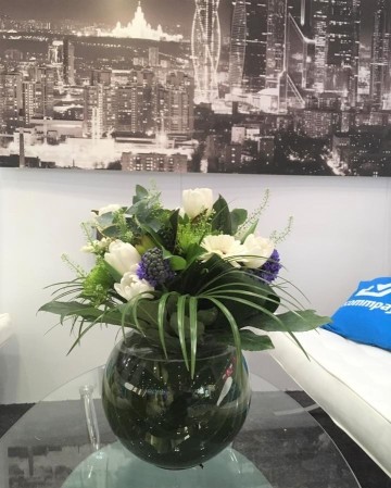 Lily & Gerbera Vase Display At ICE Totally Gaming 