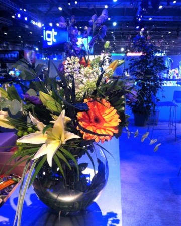 Lily & Gerbera Vase Display At ICE Totally Gaming 
