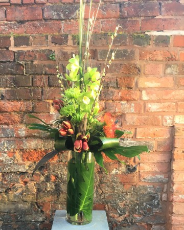 Cymbidium Orchid & Amaryllis Vase Display 