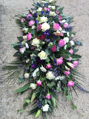 Pink Ivory And Purple Mix Casket Spray 
