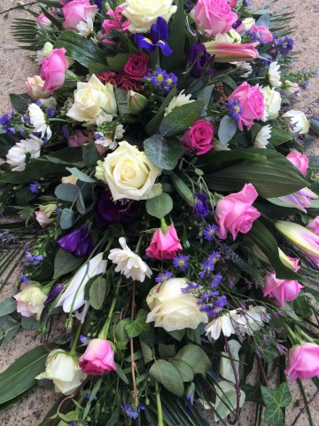 Pink Ivory And Purple Mix Casket Spray 