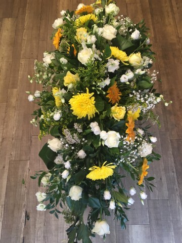 Yellow Gold And Ivory Mix Casket Spray
