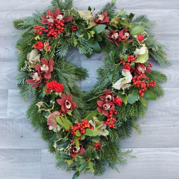 Open Heart - Winter Foliage And Flowers  Design 