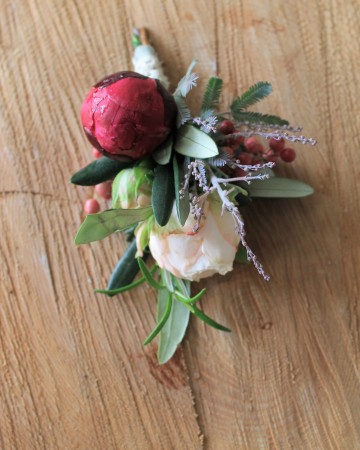 Cerise Peony And Blush Gents Buttonhole 