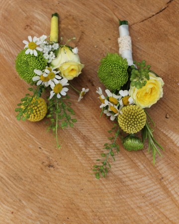 Lemon And Ivory Gents Buttonhole 