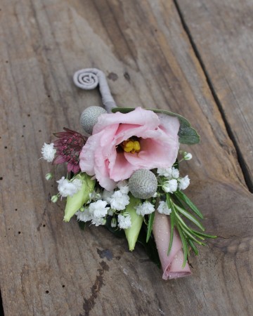Blush Lisianthus And Gypsophila Gents Buttonhole 