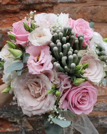 Bridesmaids Bouquet Featuring - Quicksand Rose - Blush Lisianthus - Heidi Rose - Brunia - Gypsophila & Hydrangea 