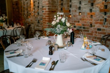 Table Centerpiece - Vintage Cream Jug With Country Style Floral Display  