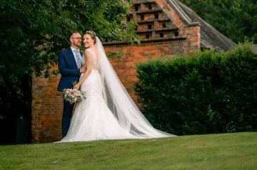 Bride And Groom Photo Out Side Shustoke Farm Barns - Front Grounds At Shustoke 