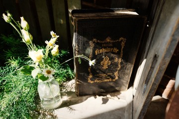 entrance tables at shustoke farm barns 
