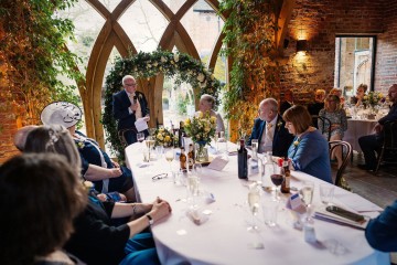 moongate display for wedding breakfast backdrop at shustoke farm barns 