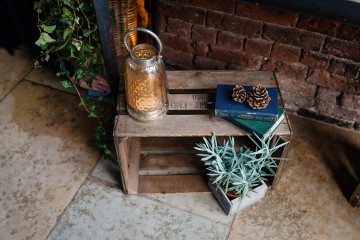 crates and pants decorating shustoke farm barn entrance tables 