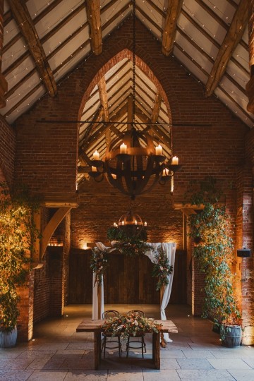 shustoke farm barns - venue styling - ceremony frame flowers - ceremony table flowers 