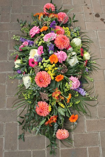 summer casket spray - vibrant flowers 