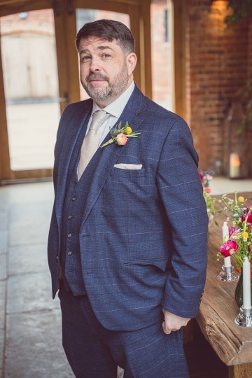 Colourful wedding at shustoke farm barns - spring flowers - ranunculus wedding - peony wedding - scabious flowers - orange pink cerise wedding flowers - vibrant wedding flowers - wild flowers - colourful bridal bouquet - buttonhole - bridesmaids flowers
