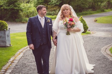 Colourful wedding at shustoke farm barns - spring flowers - ranunculus wedding - peony wedding - scabious flowers - orange pink cerise wedding flowers - vibrant wedding flowers - wild flowers - colourful bridal bouquet - buttonhole - bridesmaids flowers 