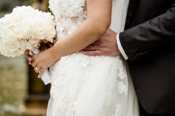 bridal bouquet ivory and white flowers - peony - hydrangea- roses