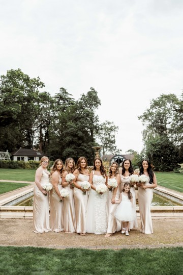 bridal and bridesmaids bouquet of ivory and white flowers featuring peony, hydrangea, avalanche roses 