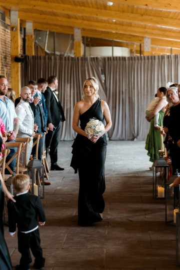 wedding at Thorpe Garden -ivory and white flowers featuring Avalanche Roses, Gypsophilia, Ammi Marjus, Lisianthus and Eucalyptus - Ivory Bridal Bouquet and Bridesmaids Bouquet - Black tie wedding