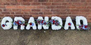 grandad floral tribute - based white chrysanthemums with aston vill sprays 