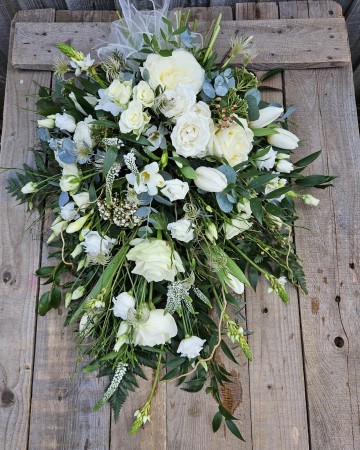 white single ended spray - natural design floral tribute 
