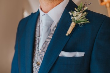 Blush And Blue Bridal Bouquet - blush and blue wedding flowers - sweet avalanche - blue delphinium - blush astilbe - blue eryngium - waxflower - gents buttonhole