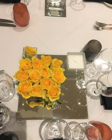 Yellow Rose Cube Vase Display At Andrew Waters Resorts World 