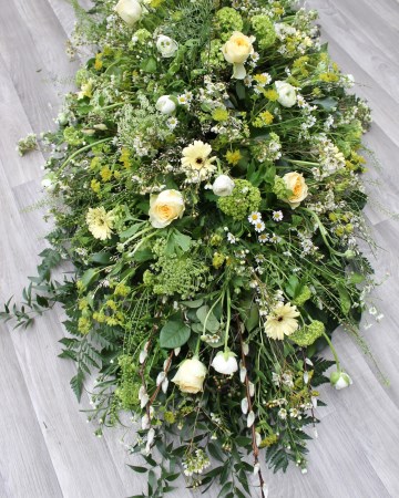Country Garden Casket Spray In Lemon And Ivory 