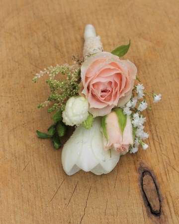 Blush Rose And freesia Gents Buttonhole 