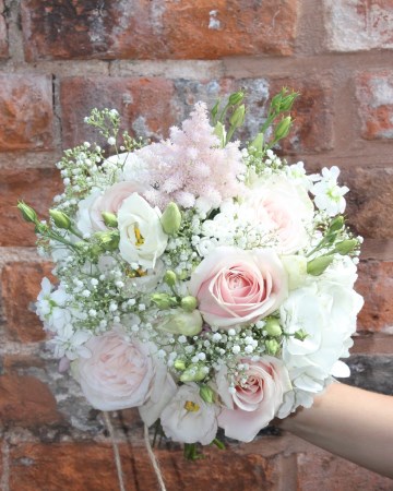 Bridal Bouquet Featuring - White O'Hara Rose - Sweet Avalanche Rose- Astilbe - Gypsophila - Lisianthus - Hydrangea