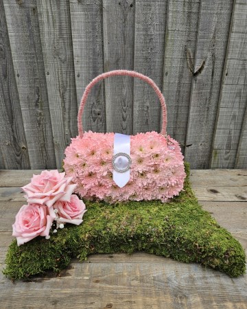 Pink Handbag Design with Pink Rose Spray